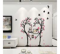3D Adesivo Da Parete Amore Albero Creativo Acrilico Foglie Uccello Autoadesivi Adesivi Sfondo Decorazione Soggiorno Camera da Letto DIY Decorativo Adesivo Murale con Cornici per Foto (M:150cm*150cm)