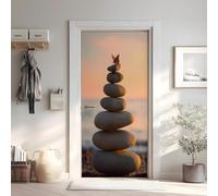 3D Adesivo per Porta 80x200 cm, Foresta autunnale Carta da Parati Autoadesiva per Porte Interne, Serenità zen, Decorazione per Camera da Letto, Soggiorno, Casa