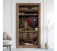 3D Adesivo per Porta 90x215 cm, Torre Eiffel Parigi Carta da Parati Autoadesiva per Porte Interne, Stile medievale, Decorazione per Camera da Letto, Soggiorno, Casa