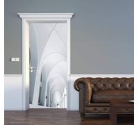 3D Adesivo per Porta Bianco Adesivi Porte Interne, Adesivo per Porte Edificio Ad Arco Murale Carta da Parati, Autoadesivo Camera da Letto Soggiorno Parete Arredo Casa Poster Parati 95 x 215 cm q.5168