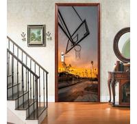 3D Adesivo per Porta Campo da Basket Adesivi Porte Interne, Adesivo per Porte Campo da Basket Murale Carta da Parati, Autoadesivo Camera Letto Soggiorno Parete Arredo Casa Parati 95 x 215 cm q1093