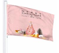 3D Alberi di Natale Bandiera Decor 3x5 Ft Anno N Forma di Cono Alberi Ornamento Oro Brillante Bellissimo Poliestere Stampato Motivo Decorazioni per Esterni per Case e Giardini