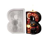 3D Alphabet Silicone Mold, Black Cat Resin Spooky Candle Craft Mold, Alphabet B Halloween DIY Baking Tool For Wax Clay Candy Party Office Home Room Desk Desktop School Decoration Projects