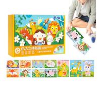 3D Animal Foam Stickers,12 Pieces Fun Cartoon Learning Toys, 24x16.8x6.5cm Foam Sticker Puzzle Game | For Desktop Christmas Art-Project School Home Party Hobby Leisure-Time Family-Activity