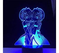 3D Anime Night Light Illusion Rem e Ram da Re Zero Inizia la vita in un altro mondo Luce notturna per la decorazione della camera da letto Compleanno Sensore tattile Luce notturna a LED 7 colori