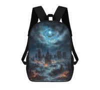 3D Apocalyptic Cityscape Under A Swirling Sky Zaino Per Bambini Impermeabile Borsa Scolastica Zaino Carino Zaini Casual Alla Moda Borsa Scolastica Per Bambini Per Bambina E Bambino Scuola 17inch