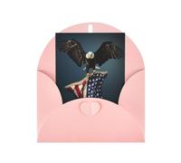 3d Aquila calva che vola con bandiera americana stampa verticale Love Buckle Pearl Paper Holiday biglietto di auguri con buste per amici e familiari