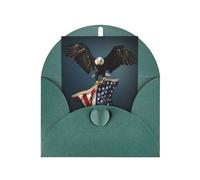 3d Aquila calva che vola con bandiera americana stampa verticale Love Buckle Pearl Paper Holiday biglietto di auguri con buste per amici e familiari
