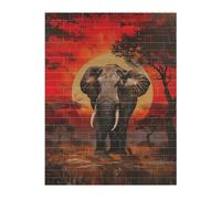 3D Art Brick Puzzle 141Pcs Mattoni Block Puzzle Creativo FAI DA TE Building Blocks Elephant Tramonto Stampato