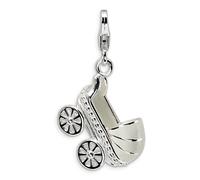 3D Bambino Carriage Ciondolo .925 Argento Sterling Smaltato Click Su Amore La