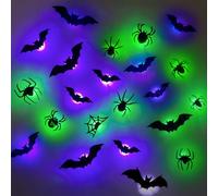 3D Bat Design LED Decoration, Halloween 3D Bats Decorative Wall Stickers Night Light, Bats Halloween Decor for Home Decor Indoor Outdoor Party (Mix-21pcs)