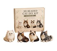 3D Beaded Cat Kit For Adults Fun Handmade Embroidery Bead Set With 4 Design