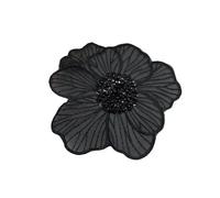 3D Beaded Embroidery Flower Patch - 20cm Decorative Corsage Cloth Applique For Sweaters & Children's Dresses(Black1)