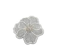 3D Beaded Embroidery Flower Patch - 20cm Decorative Corsage Cloth Applique For Sweaters & Children's Dresses(White)