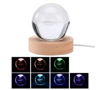 3D Bedside Night Light Crystal Ball Round Children's gift Whale Colored Lights Home Decoration 6cm decorationwhale