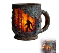 3D Bigfoot Forest Fire Mug - Special Coffee Mugs, Vintage Sasquatch Campfire Mug for Camping & Hiking, Rustic Mountain Drinkware for Nature Enthusiasts & Cryptid Fans (1PC)