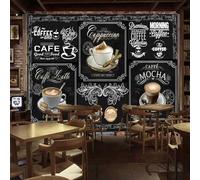 3D Caffè Alla Lavagna Carta Da Parati Murale 3D Carta Da Parati Per Caffè, Murale, Sfondo Per Soggiorno, Rivestimento Murale Autoadesivo, Mercato 150x105cm