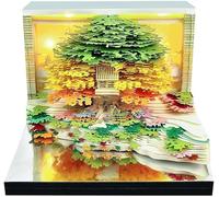 3D Calendar 2026, 3D Memo Pads Calendar 2026, Time Piece Desk Calendars Tear-Away Paper Art Notepad with Lights, for Desk Decor, Birthday, Christmas (Green)