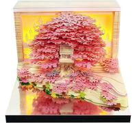 3D Calendar 2026, 3D Memo Pads Calendar 2026, Time Piece Desk Calendars Tear-Away Paper Art Notepad with Lights, for Desk Decor, Birthday, Christmas (Pink)