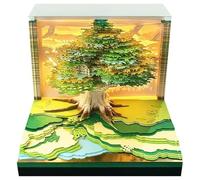 3D Calendar 2026, Desk Calendar 3D Memo Pad Non-stick Sticky Notes, Paper Carving Art Memo Pad Notepad Gift with LED Light, Tear Off Calendars DIY Decorative Gift (#F-1)