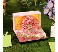 3D Calendario 2026,3D Magico Casa sull'albero Calendario Settimanale con Luce e Scatola Acrilica,pezzo di Tempo Scrivania Calendario memo pad fai da te Decorazione Regalo,Art Memo Pad (Rosa)