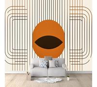 3D Carta Da Parati 250 x 175 cm Decorazione Murali, Semplice Strisce Cerchi Geometrici Linee Poster Giganti Per Sfondo Salotto Camera da letto Ufficio Corridoio Albicocca Papel Decorativo Pared