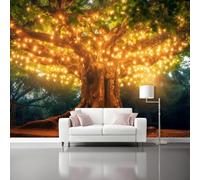 3D Carta Da Parati 300 x 210 cm Decorazione Murali, Originario Fiabesco Luci colorate Querce Poster Giganti Da Parete Per Sfondo Salotto Camera da letto Ufficio Corridoio Papel Decorativo Pared
