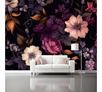 3D Carta Da Parati 300 x 210 cm Decorazione Murali, Vintage Nordico Piante e Fiori Misteriosi Poster Giganti Da Parete Per Sfondo Salotto Camera da letto Ufficio Corridoio Marrone scuro