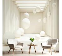 3D Carta Da Parati Architettura Della Sfera, 150Lx105A cm Sfondo Fotografica Grande Geometria Della Stanza Murale, Ristorante Soggiorno Tv Parete Camera Letto Decorazione Della Parete Murali, Bianco