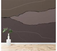 3D Carta da Parati Astratto Marrone Grigio Effetto Carta Strappata Linee | Texture in Seta di Alta Qualità Ideale per Studi Uffici Sale da Pranzo Divani Camere Letto Soggiorni Dietro la TV-250cm×170cm