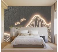 3D Carta da Parati Astratto Profili Di Montagne Scintillanti Uccelli Volo | Texture in Seta di Alta Qualità Ideale per Studi Uffici Sale da Pranzo Divani Camere Letto Soggiorni Dietro la TV-200cm×140cm