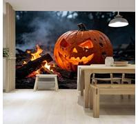 3D Carta Da Parati Autunno Falò Lanterne Di Zucca | Facile da Installare Ideale per Decorazioni di Lusso su Misura Uffici Soggiorni Camere Letto Pareti Dietro il TV-250cm×170cm