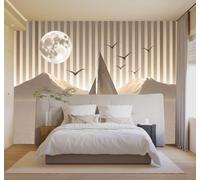 3D Carta da Parati Barca A Vela Lago Luna Montagne Uccelli In Volo | Murales Creativi e Moderni Per la Casa Studio Soggiorno Camera da Letto Divano Sfondi Decorazioni Murali di Lusso-250cm×170cm
