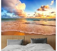 3D Carta Da Parati Bello Cielo Spiaggia Onde Paesaggio | Facile da Installare Ideale per Decorazioni di Lusso su Misura Uffici Soggiorni Camere Letto Pareti Dietro il TV-350cm×256cm