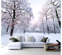 3D Carta Da Parati Bello Inverno Foresta Paesaggio Innevato Paesaggio | Facile da Installare Ideale per Decorazioni di Lusso su Misura Uffici Soggiorni Camere Letto Pareti Dietro il TV-150cm×105cm