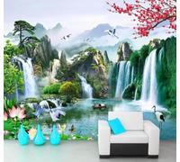 3D Carta Da Parati Bello Paesaggi Fiori Cascate Paradiso | Facile da Installare Ideale per Decorazioni di Lusso su Misura Uffici Soggiorni Camere Letto Pareti Dietro il TV-150cm×105cm