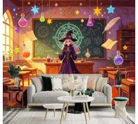 3D Carta Da Parati Bottiglia Gatto Nero Zucca Strega | Facile da Installare Ideale per Decorazioni di Lusso su Misura Uffici Soggiorni Camere Letto Pareti Dietro il TV-150cm×105cm