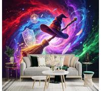 3D Carta Da Parati Cappello Scopa Via Lattea Piuma | Facile da Installare Ideale per Decorazioni di Lusso su Misura Uffici Soggiorni Camere Letto Pareti Dietro il TV-200cm×140cm