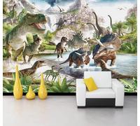 3D Carta Da Parati Cartoon Tridimensionale Dinosauri Paesaggi | Facile da Installare Ideale per Decorazioni di Lusso su Misura Uffici Soggiorni Camere Letto Pareti Dietro il TV-300cm×210cm