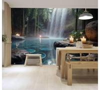 3D Carta da Parati Cascata Freschezza Boschetto Di Bambù Lago Luce Delle | Murales Creativi e Moderni Per la Casa Studio Soggiorno Camera da Letto Divano Sfondi Decorazioni Murali di Lusso-250cm×170cm
