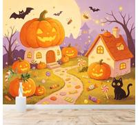 3D Carta Da Parati Casetta Di Zucca Lanterna Di Zucca Paesaggio | Facile da Installare Ideale per Decorazioni di Lusso su Misura Uffici Soggiorni Camere Letto Pareti Dietro il TV-430cm×300cm