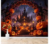 3D Carta Da Parati Castello Arco Zucca Panorama Notturno | Facile da Installare Ideale per Decorazioni di Lusso su Misura Uffici Soggiorni Camere Letto Pareti Dietro il TV-150cm×105cm