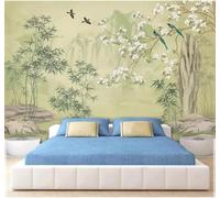 3D Carta Da Parati Classico Fresco Bambù Magnolia Paesaggio | Facile da Installare Ideale per Decorazioni di Lusso su Misura Uffici Soggiorni Camere Letto Pareti Dietro il TV-350cm×256cm
