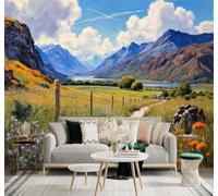 3D Carta da Parati Colline Fiori Di Campo Fiumi Sentieri Campagna Paesaggi | Murales Creativi e Moderni Per la Casa Studio Soggiorno Camera da Letto Divano Sfondi Decorazioni Murali di Lusso-200cm×140cm
