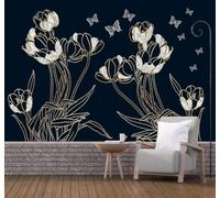 3D Carta Da Parati Creatività Rilievo Fili D'Oro Fiori Farfalle | Facile da Installare Ideale per Decorazioni di Lusso su Misura Uffici Soggiorni Camere Letto Pareti Dietro il TV-400cm×280cm