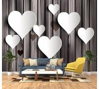 3D Carta Da Parati Creativo Bianco A Forma Di Cuore Vintage Venature | Facile da Installare Ideale per Decorazioni di Lusso su Misura Uffici Soggiorni Camere Letto Pareti Dietro il TV-150cm×105cm