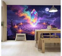 3D Carta Da Parati Cristallo Cielo Fulmine Luna | Facile da Installare Ideale per Decorazioni di Lusso su Misura Uffici Soggiorni Camere Letto Pareti Dietro il TV-300cm×210cm
