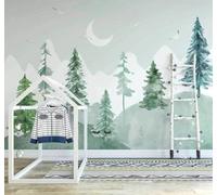 3D Carta Da Parati Disegnato A Mano Bosco Piante Luna Vivaio | Facile da Installare Ideale per Decorazioni di Lusso su Misura Uffici Soggiorni Camere Letto Pareti Dietro il TV-200cm×140cm
