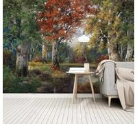 3D Carta Da Parati Disegnato A Mano Retrò Foresta Fiume Paesaggio | Facile da Installare Ideale per Decorazioni di Lusso su Misura Uffici Soggiorni Camere Letto Pareti Dietro il TV-200cm×140cm