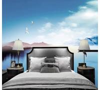 3D Carta Da Parati Disegno A Mano Libera Blu Paesaggio Uccelli In Volo | Facile da Installare Ideale per Decorazioni di Lusso su Misura Uffici Soggiorni Camere Letto Pareti Dietro il TV-430cm×300cm